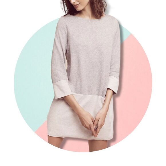 Anthropologie LILI'S CLOSET Terry Colorblock Pocket Tunic Gray Dress XS - Picture 1 of 10